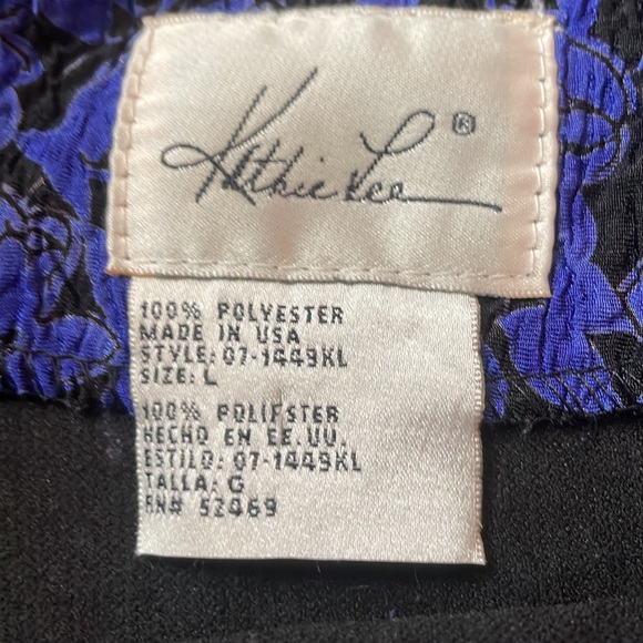 Vintage blue floral short sleeve polyester blouse with lining - Picture 4 of 6